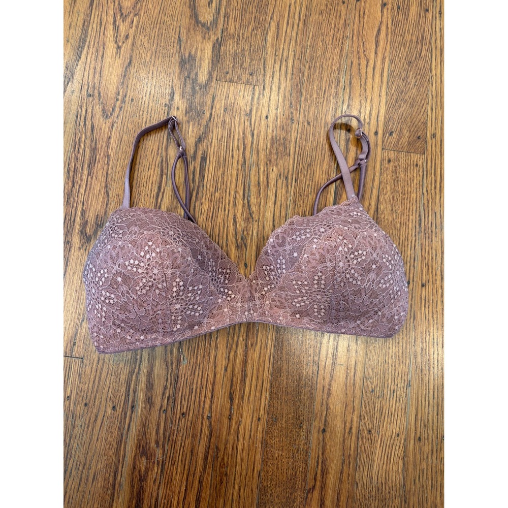 Pink Victoria's Secret Wear Everywhere Lace Wireless Bra Mauve Purple 34C